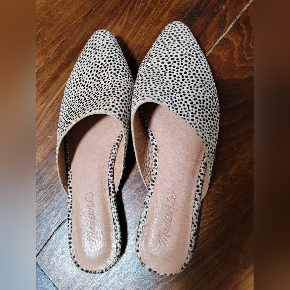 Madewell Remi Spotted Calf Hair Mules sz 7